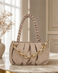 Snatched Ruched Cloud Sling Bag - Beige