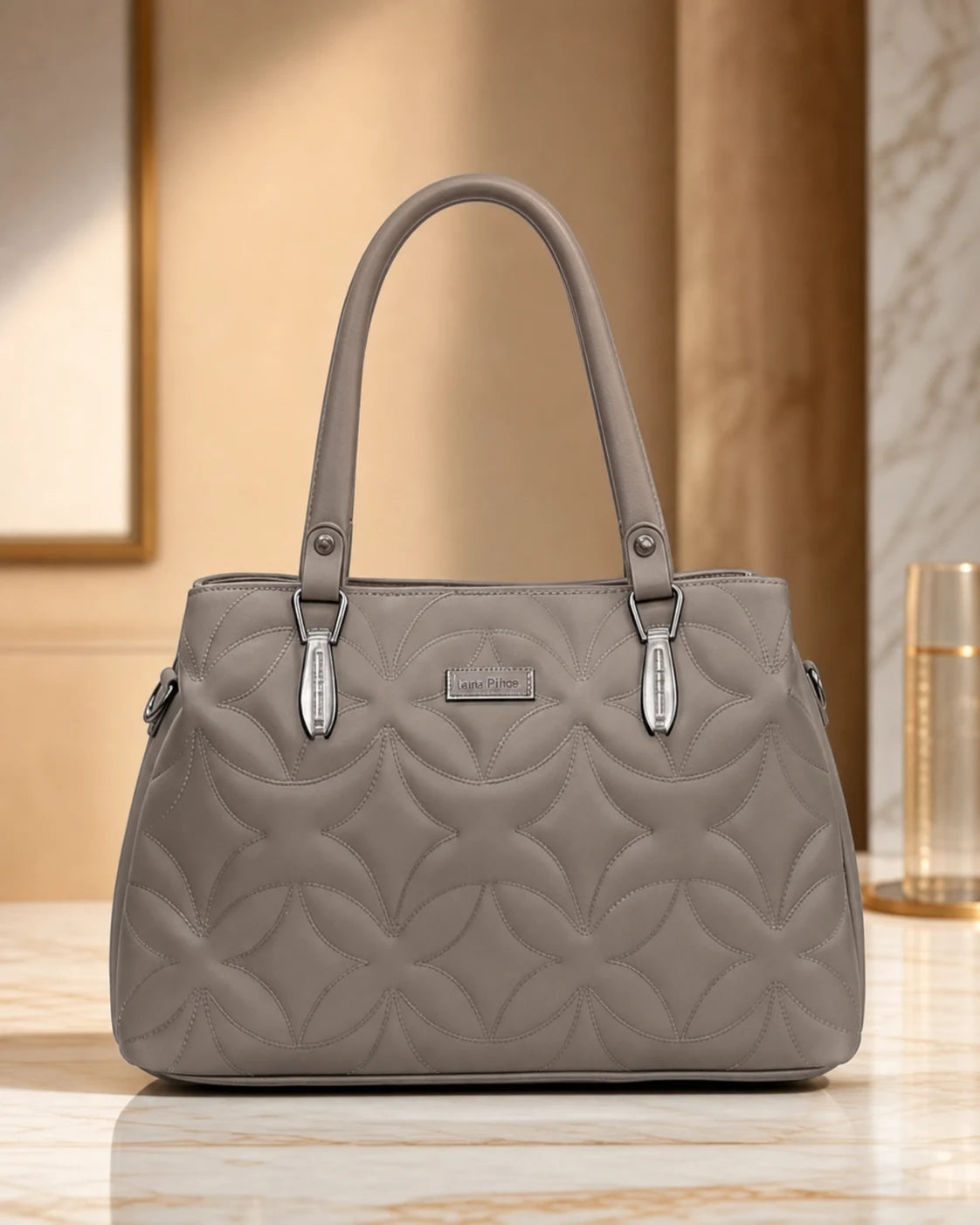 Statement Quilted Grey Satchel Bag