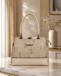 Sophisticated Jacquard Off White Satchel