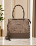 Sophisticated Jacquard Brown Satchel