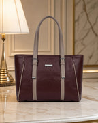 Minimal Dual-Tone Brown Tote Bag