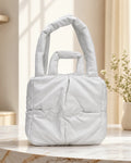 Puffy Quilted Trendy Bag - White