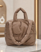 Puffy Quilted Trendy Bag - Brown