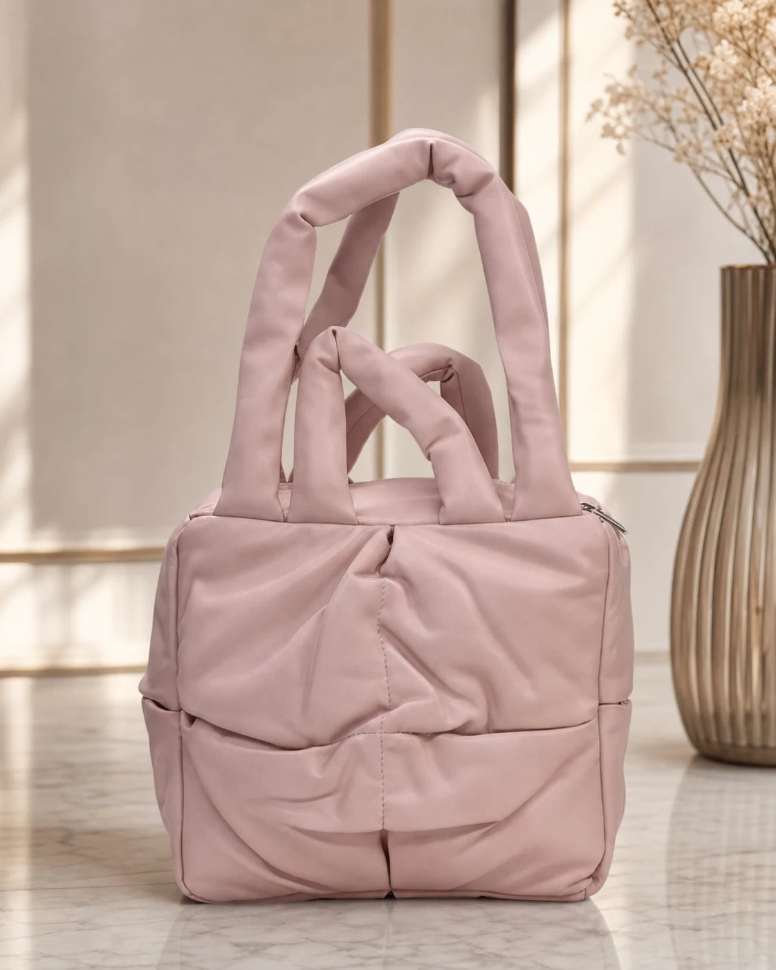 Puffy Quilted Trendy Bag - Pink