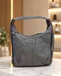 Stylish Woven Hobo Bag - Dark Grey