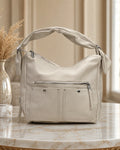 Chic & Trendy Slouchy Hobo - Beige White