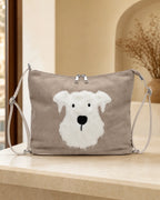 Dog Applique Hobo Bag - Quirky Fashion - Blush Pink