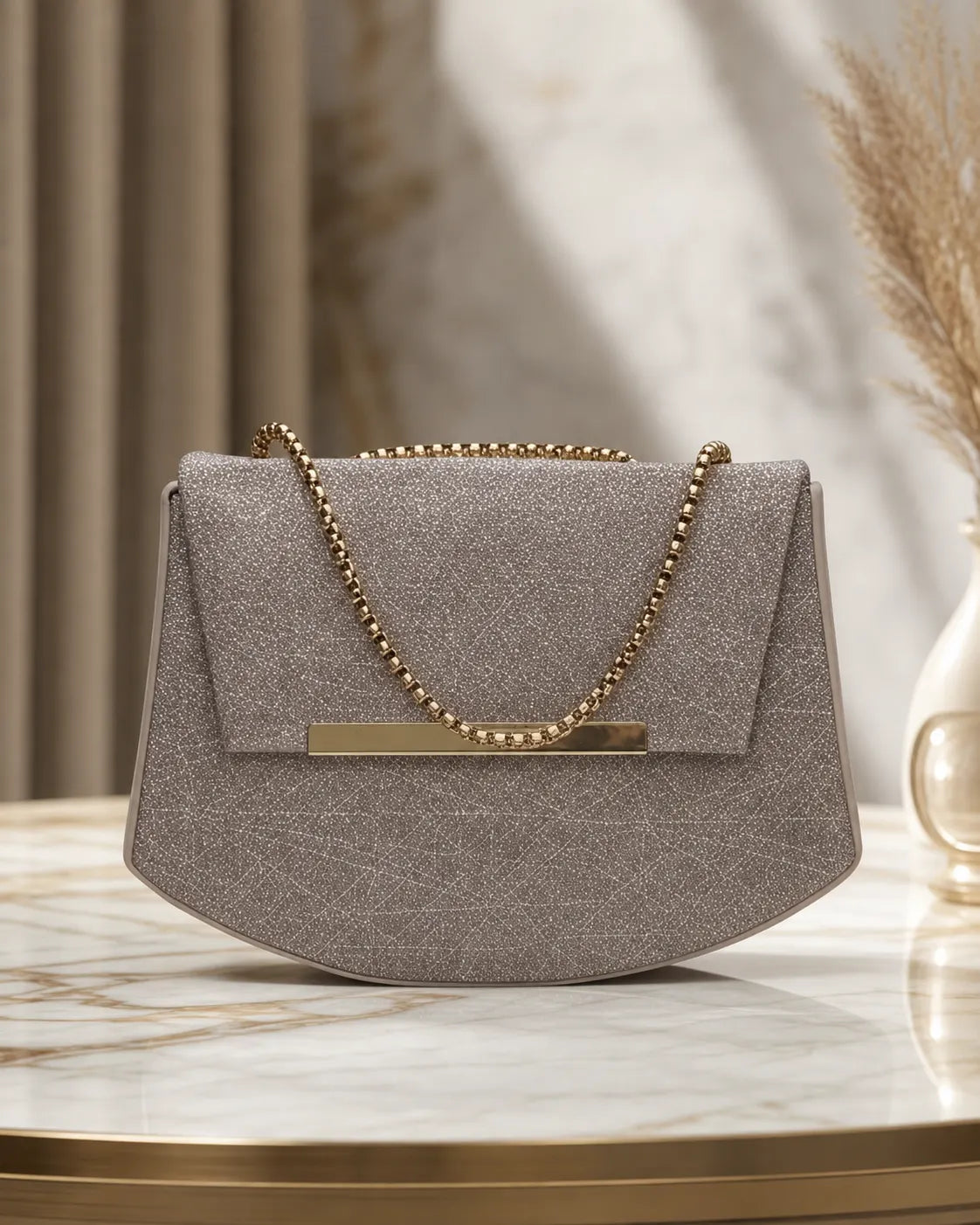 Glam Glitter Evening Sling Bag - Golden