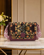 Floral Jacquard Canvas Sling Bag - Pink