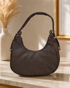 Woven Texture Crescent Bag - Maroon