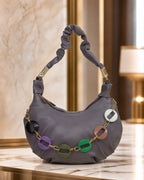 Snatched Slouchy Hobo Bag - Grey & Purple
