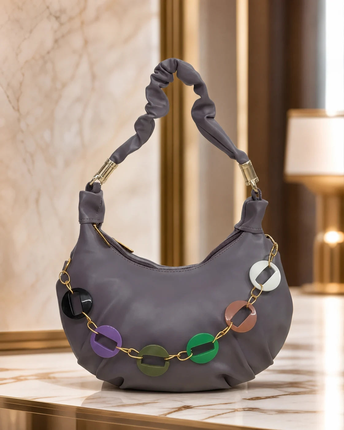 Snatched Slouchy Hobo Bag - Grey & Purple