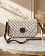 Geometric Pattern Sling Bag- White