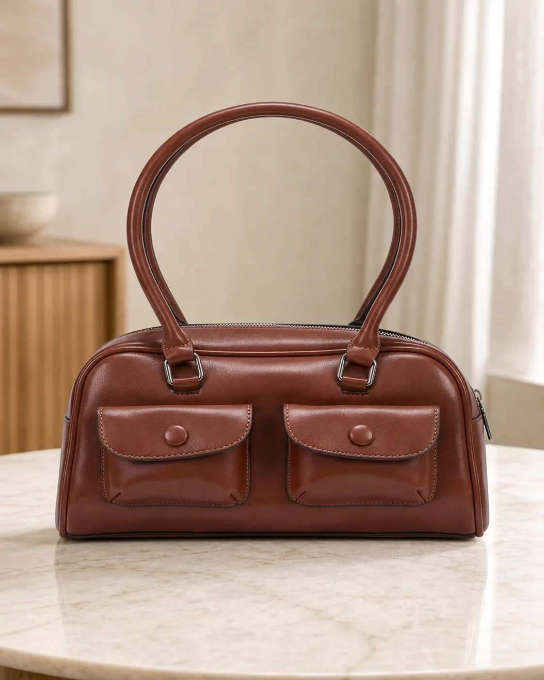 Retro Utilitarian East-West Bag - Brown