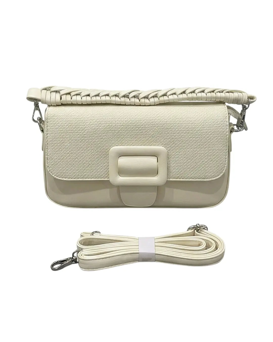 Off-white chic crossbody bag for women and stylish sling bag with front buckle
