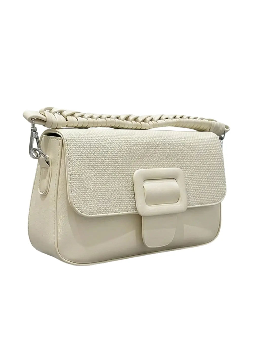 Off-white chic crossbody bag for women and stylish sling bag with front buckle
