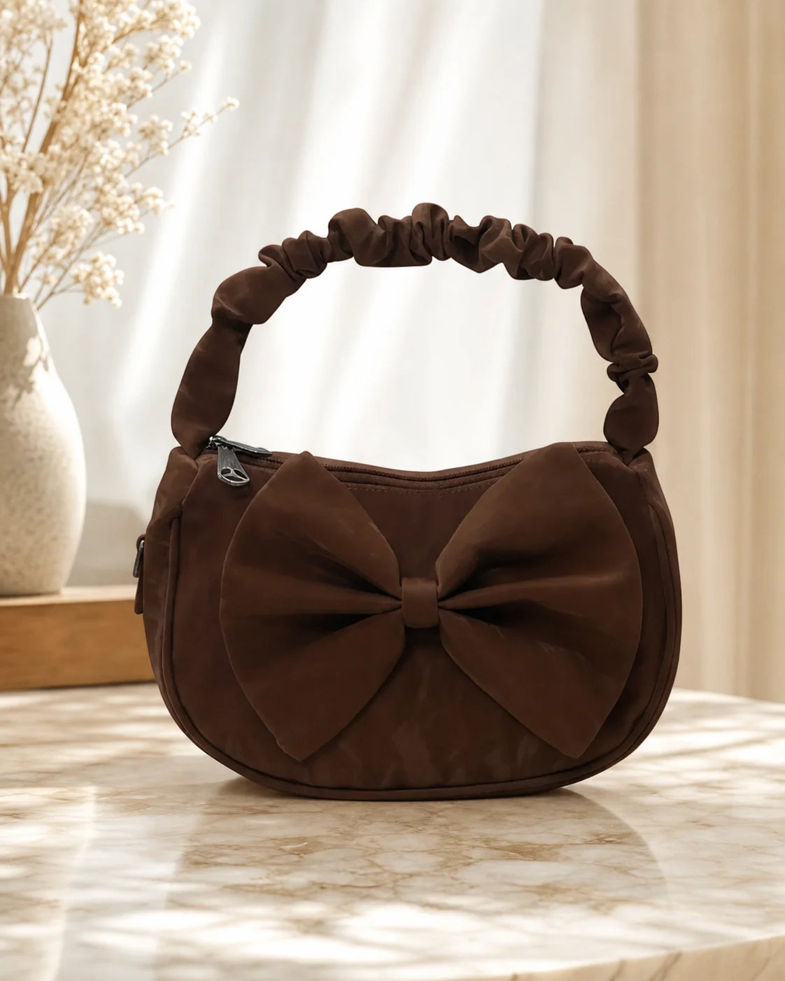 Oversized Bow Crescent Hobo Bag