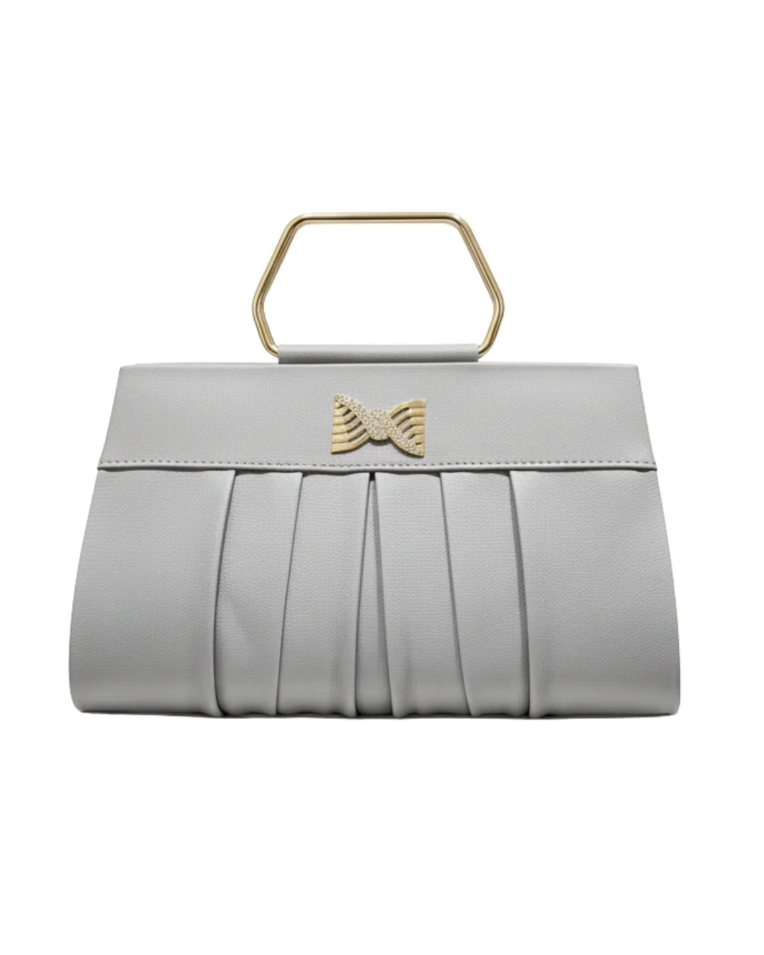 Party Wear Handbags Silver Gray Pleated Lora Halle
