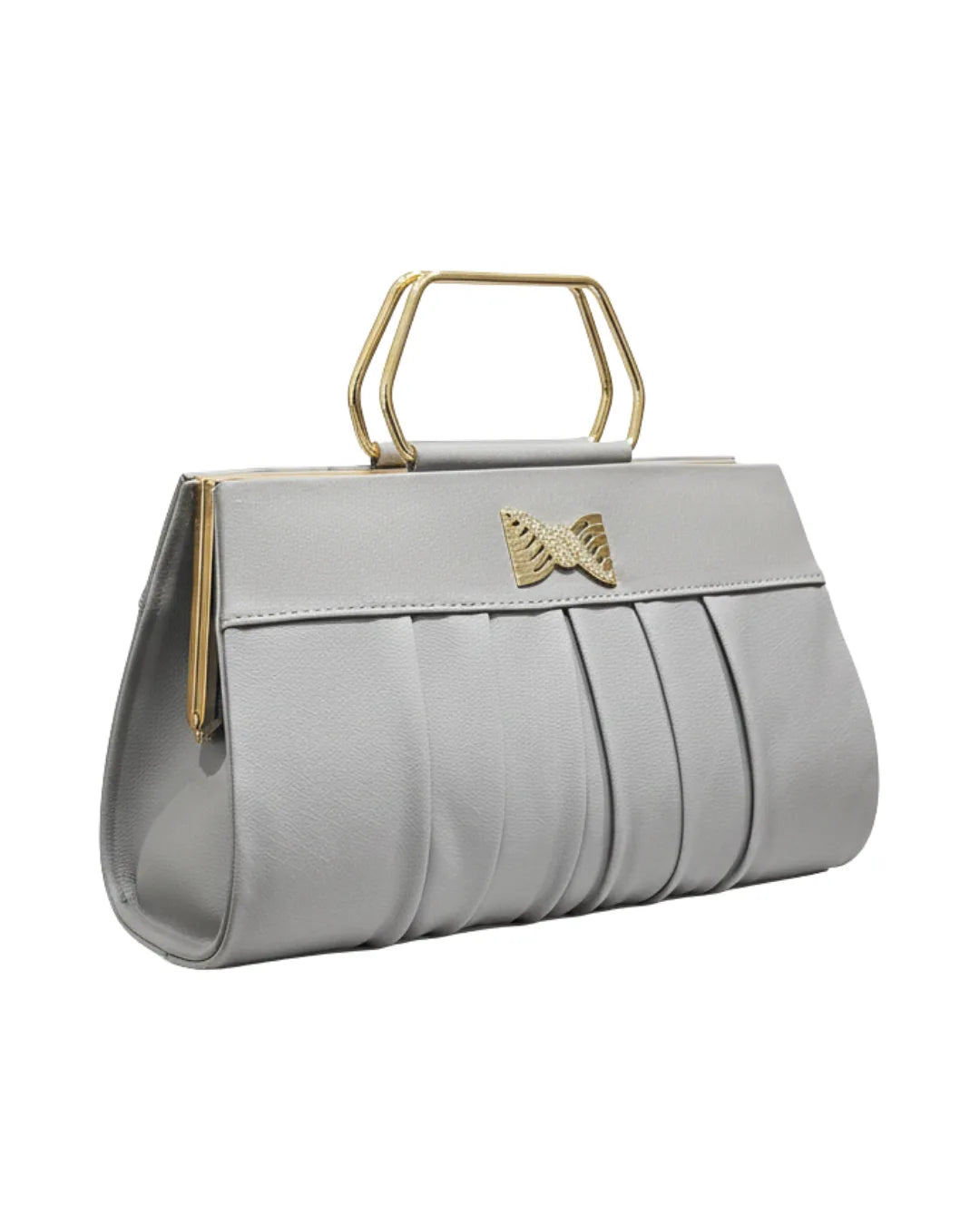 Party Wear Handbags Silver Gray Pleated Lora Halle
