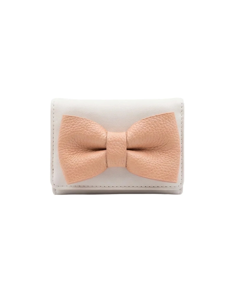 Peach oversized bow mini wallet by Lora Halle
