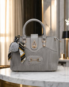 Pleated Charm Satchel Bag - 
