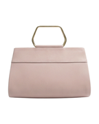 Pink handbag with gold handle on a white background