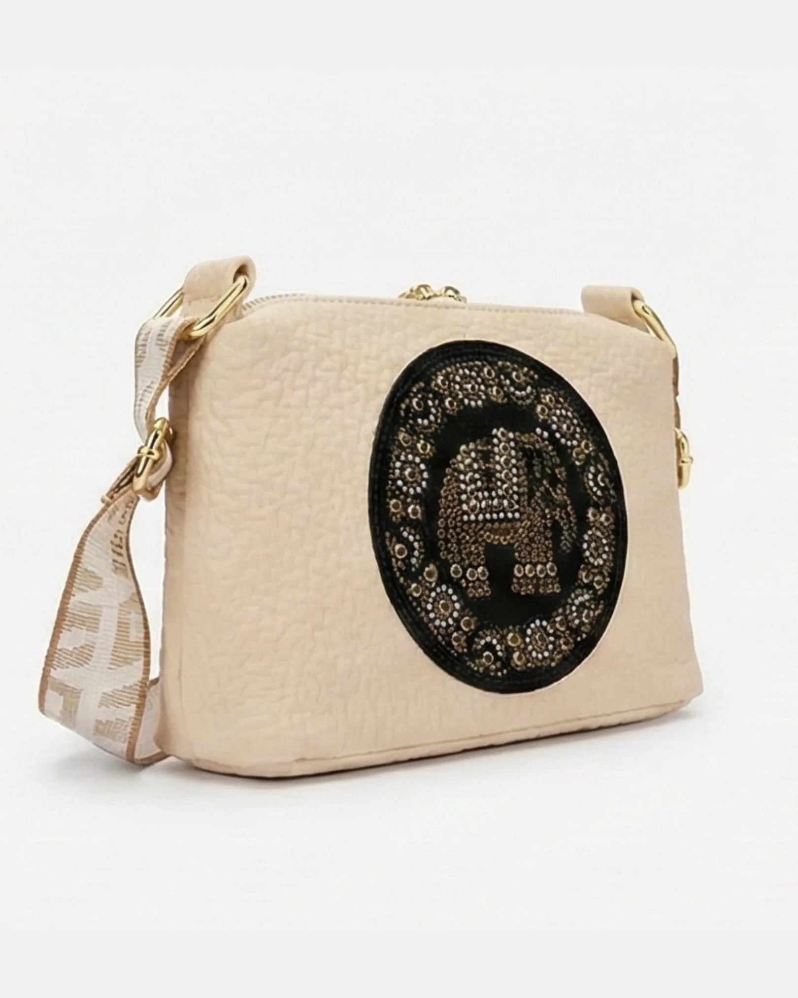 Sling Bag For Women Cream Rhinestone Lora Halle