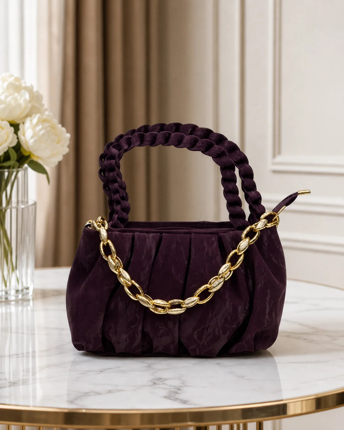 Snatched Ruched Cloud Sling Bag - Burgundy