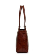 Sophisticated dual-tone checkered genuine leather tote bag for working professionals-3
