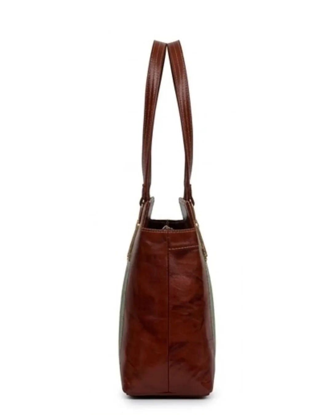 Sophisticated dual-tone checkered genuine leather tote bag for working professionals-3
