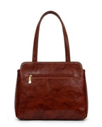 Sophisticated dual-tone checkered genuine leather tote bag for working professionals-5