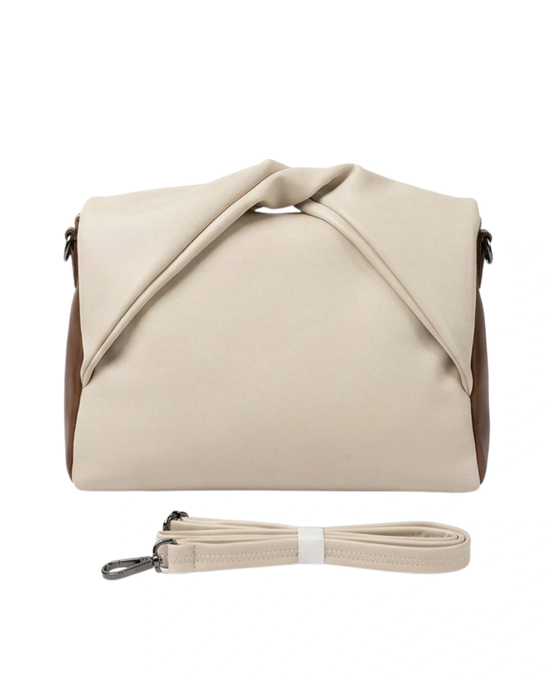 Stylish Off White and beige sling bag for women and modern purse with fold design
