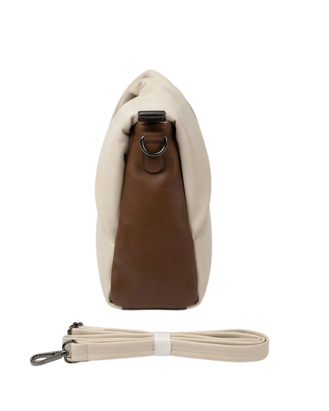 Stylish Off White and beige sling bag for women and modern purse with fold design
