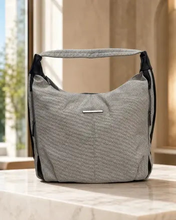 Stylish Woven Hobo Bag - Grey

