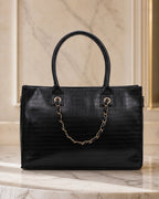 Textured Work Tote Bag - Black