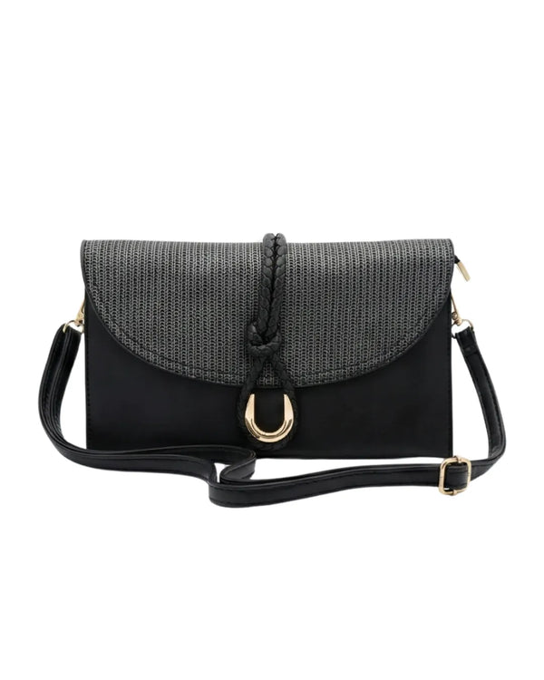 Elegant black and grey ladies clutch bag for women